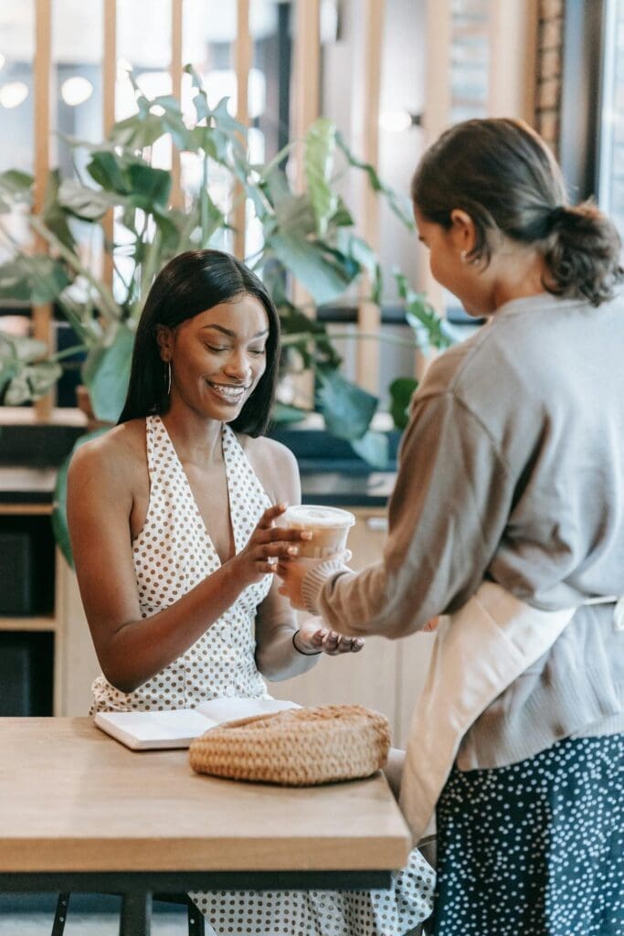 Customer buying a product with merchant services for small businesses
